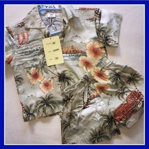 Boys tropical shirt & shorts size 6